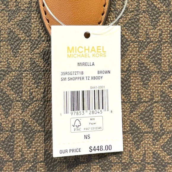 Michael Kors Mirella Small Signature Logo Crossbody Bag Brown Signature - Picture 8 of 8